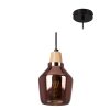 Contemporary wooden pendant lamp with glass shade from perfect lighting
