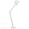 Scandinavian wooden lamp modern standing floor lamp with white metal shade for living room