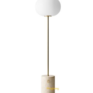 2025 new Modern design stone floor light travertine floor lamp with glass shade from perfect lighting