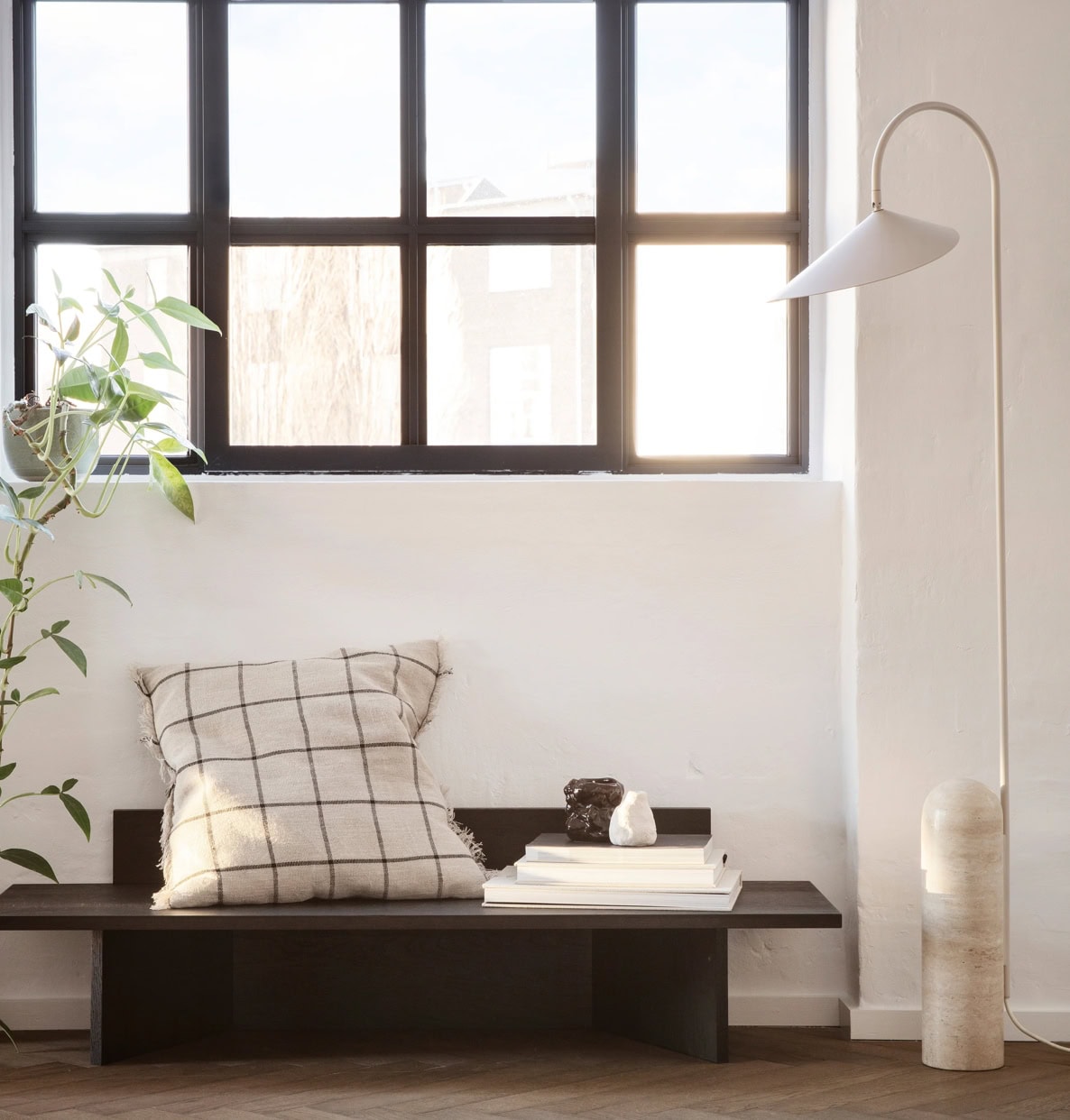 Contemporary design travertine floor lamp from perfect lighting